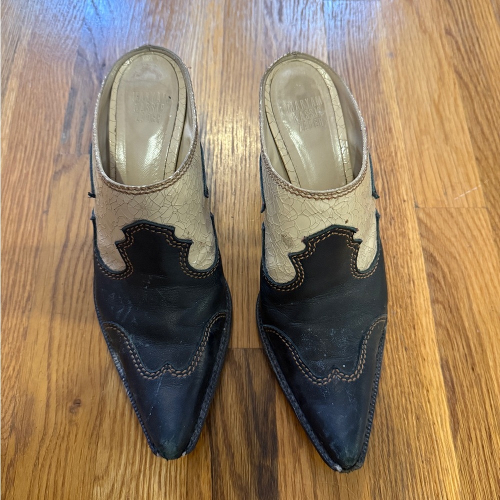 Maryam Nassir Zadeh Black and Cream Mules